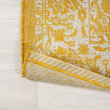 Tela Bohemian Textured Weave Floral Indoor/outdoor Runner Rug